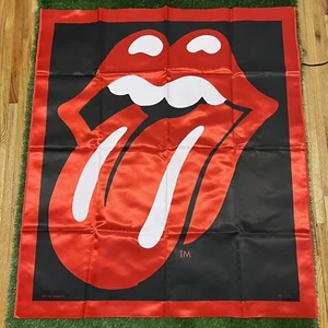 Vintage Rolling Stones 1983 Musidor Satin Concert Banner Original 45"x50" Flag - Picture 1 of 6