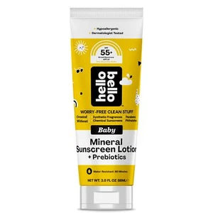 Hello Bello Mineral SPF 55 Sunscreen Lotion with Prebiotics, Water Resistant and - Picture 1 of 7