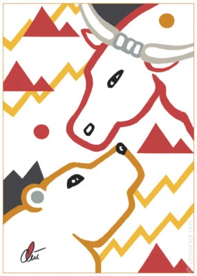 JACQUELINE DITT - Bulle und Bär - Ess.A2 signiert ltd.Original Druck Grafik Dax - Bild 1 von 3