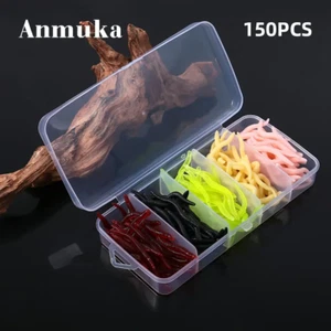Angelköder Soft Fishing Lure Regenwurm Silikon lebensecht Wurm Bait 150 Stk Set - Bild 1 von 5