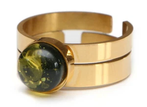 12th Doctor Who CAPALDI RING gold & green baltic amber by Magnoli Clothiers - Picture 1 of 3