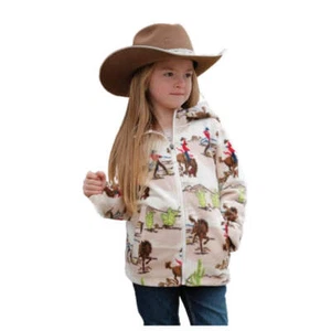 CWK8960001 Cruel Girl Girls' Hooded Polar Fleece Full Zip Jacket - Cream Print - Picture 1 of 6