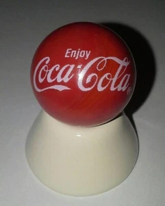 Coke White Script 1" Red Glass Logo Marble w/ Stand - Picture 1 of 1