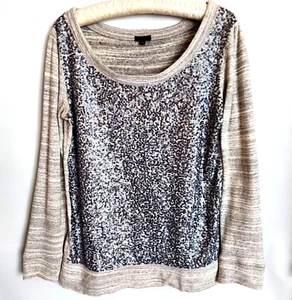 J Crew Grey Sequin Cotton Pullover Sweater *Tag Size XS READ Long Sleeves - Picture 1 of 5