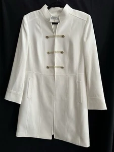 LADIES DESIGNER TAHARI WINTER WHITE DRESS COAT W/GOLD BUTTONS ARTHUR LEVINE 14 - Picture 1 of 13