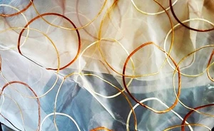ITALIAN FABRIC Light BEIGE Embroidered CIRCL Sheer Remnants 1yd.20" x 2yd.26" - Picture 1 of 15