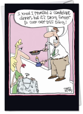 7031 'Candlelight Dinner' - Funny Valentine's - NobleWorks Funny Greeting Cards - Image 1 of 2