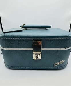 Estuche rígido de maquillaje vintage años 50/60 Blue Tour Lite de Neevel con llave - Imagen 1 de 9