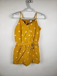 Old Navy Romper Tank Top Yellow With White Polka Dots Girls Size XL 14 - Picture 1 of 10
