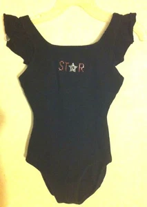 Girls STAR Black Leotard Leos Dancewear Size Intermediate EUC!!! - Picture 1 of 3