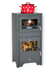 Kaminofen Backfach Herdplatte Holzofen Werkstattofen Hüttenofen 7 kW Kamin Holz - Bild 1 von 12