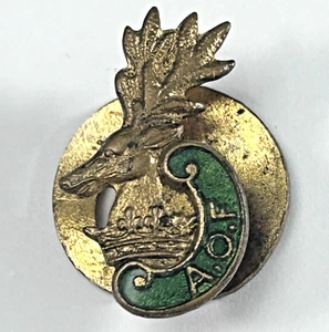 Vintage Ancient Order Of Foresters Enamel Buttonhole Lapel Badge AOF Stag Head - Picture 1 of 6