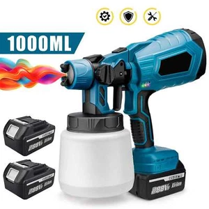 1000ML Electric Spray Gun High Power Cordless Paint Sprayer HVLP Auto Furniture - Picture 1 of 14