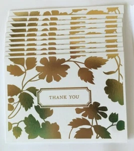 Hallmark Thank You Blank Notecards ~ Gold Foil Flower Pattern 10 w/Envelopes - Picture 1 of 5