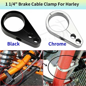 Chrome/Black Handlebar Dual Throttle Brake Cable Clamp For Harley Electra Glide - Picture 1 of 13