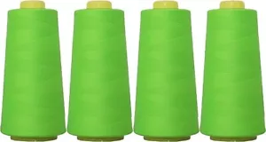 4 BIG CONES NEON GREEN SERGER SEWING THREAD 2750 YD TEX 27 40S/2-THREADART - Picture 1 of 8