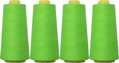4 BIG CONES NEON GREEN SERGER SEWING THREAD 2750 YD TEX 27 40S/2-THREADART - Image 1 of 4