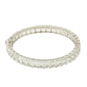 45,7ct Smaragdschliff Topas Armreif Armband Krappen Set 925 Sterling Silber - Bild 1 von 6