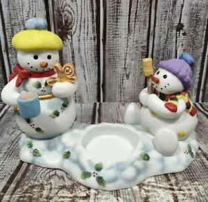 Partylite Snowbell Family Campfire Tealight Holder Christmas Snowmen EUC - Picture 1 of 9