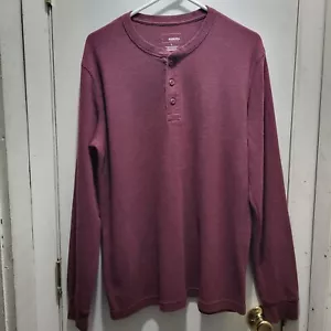 Burgundy Sonoma Soft Thermal 3 Button Henley Long Sleeve Men's Large - Picture 1 of 2