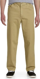 Harbor Bay Continuous Comfort Twill Pants Hidden 2" Stretch Waistband Dark Khaki - Picture 1 of 5