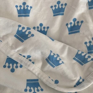 Monica & Andy Coming Home Baby Blanket Organic Cotton Blue Prince Crowns 33x33" - Picture 1 of 17