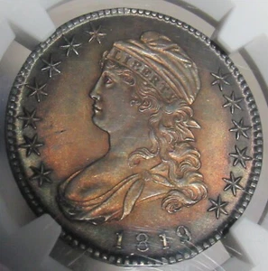 1819 Capped Bust Half Dollar, NGC MS 63 Target Toning, Great Strike, Mark Free! - Picture 1 of 8