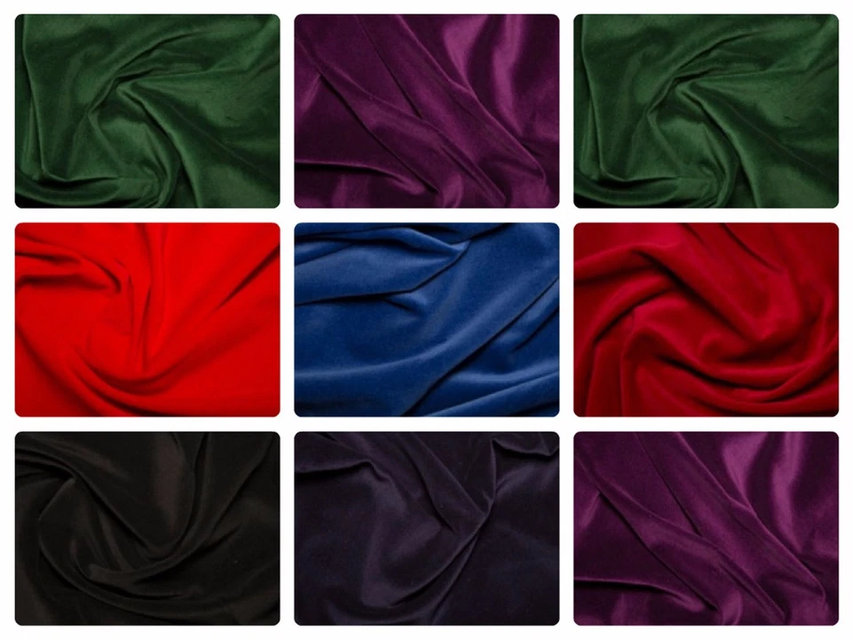 Premium 100% Cotton Velvet Fabric Material - 112cm (44") wide, 7 Colours - Image 1 of 1