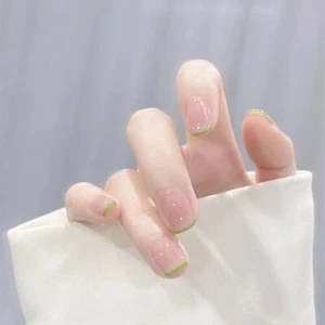 Selbstklebende Kunstnägel Kit Press On Nails fertig zum Aufkleben French 24 st - Bild 1 von 3