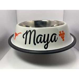 Tazón de agua de comida para perros mascotas Texas Longhorns PERSONALIZADO antideslizante 32 oz - Imagen 1 de 7