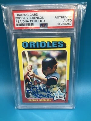 1975 Topps #50 Brooks Robinson Signed Baseball Card Auto PSA auth Orioles - Image 1 of 2