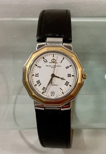 Baume & Mercier Men’s RIVIERA 2-Tone 18k Gold Steel Swiss Quartz Watch Weil Band - Picture 1 of 11