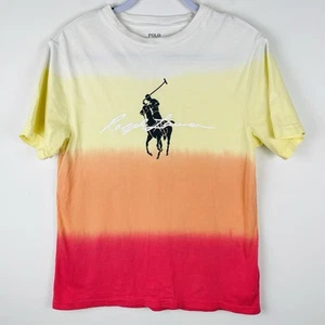 Polo Ralph Lauren Big Pony Logo Dip-Dyed Cotton T-Shirt Boys Youth Size L 14-16 - Picture 1 of 12