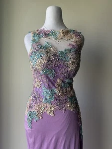 Rachel Allan Purple Mermaid Princess Embellished Mesh Prom Pageant Dress Size 2 - Picture 1 of 10