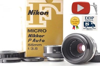 Lente Nikon NIKKOR-P Non-Ai 55 mm f/3,5 MF con tubo M2 y caja [casi como nueva] de JAPÓN Foto 1 de 4