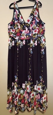 Ever Pretty женщин размер 24 макси платье без рукавов черный цветочный v-образным вырезом новый с Ярлыками - Изображение 1 из 4