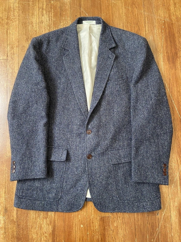 Abrigo deportivo de lana verde espiga para hombre Orvis Highland Tweed Collection 44R Foto 1 de 4