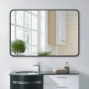 Bathroom Mirror Black Rectangle Wall Mirror 30 x 40 inch Large Wall Mounted V... - Picture 1 of 7