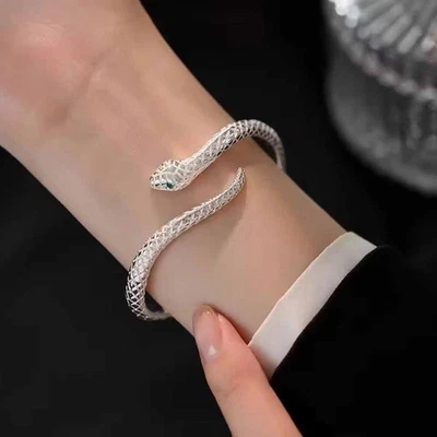 925 Silver Snake Bangle Bracelet Serpent Cuff for Women Jewellery Gift for Her - Image 1 of 4