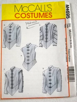 Renaissance Victorian Military Doublet Jacket 34-40 McCalls 4695 Sewing Pattern - Image 1 of 2