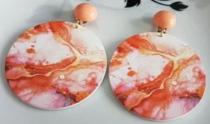 OHRCLIPS CLIPS ACRYL CABOCHONS HOLZ CREOLEN  FANTASIEMUSTER SILIKONPOLSTER - Bild 1 von 3