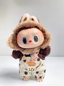 Polka Dot Bubble Tea Outfit w/ Hoodie & Scarf for Labubu Doll Clothes Set - Picture 1 of 2