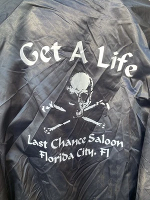 Last Chance Fla. City, FL USA Dive Bar Bomber Jacket NWOT Satin XL Snaps - Image 1 of 4