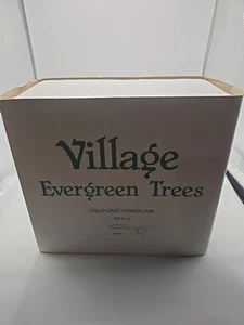 DEPT 56 3er Set Kaltguss Porzellan Dorf Immergrüne Bäume Zubehör #5205-1 - Bild 1 von 4