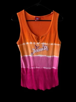 Camiseta sin mangas RARA para mujer Houston Texans fútbol americano corbata troquel Y2K multicolor talla grande Foto 1 de 4