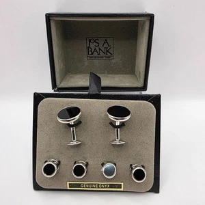 Joseph Jos. A. Bank Genuine Onyx Boxed Set Cufflinks Cuff Links and Studs - Picture 1 of 5