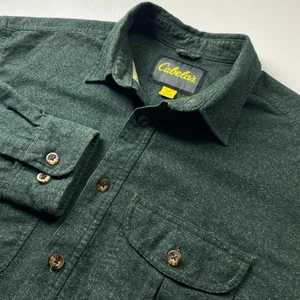 Cabela's Chamois Flanellhemd Herren Large grün schwere Knopfleiste Baumwolle - Bild 1 von 12