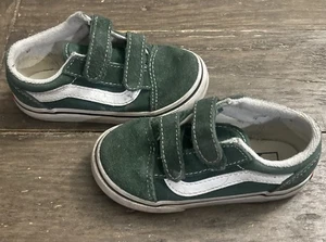 Vans Old Skool Zapatos para Niños Pequeños Talla 7 Color Verde con Vel Cro ¡En Excelente Estado! - Imagen 1 de 5