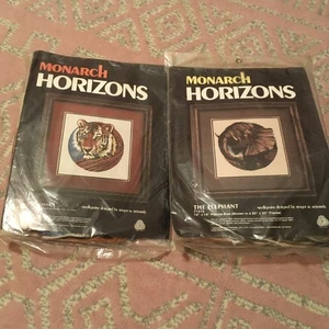Kits de punta de aguja Monarch Horizons El elefante el tigre 14x14 sellados de colección - Imagen 1 de 5