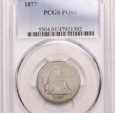Монета номиналом 25 центов 1877 PCGS PO 01 с изображением сидящей Свободы LOWBALL - Изображение 1 из 4